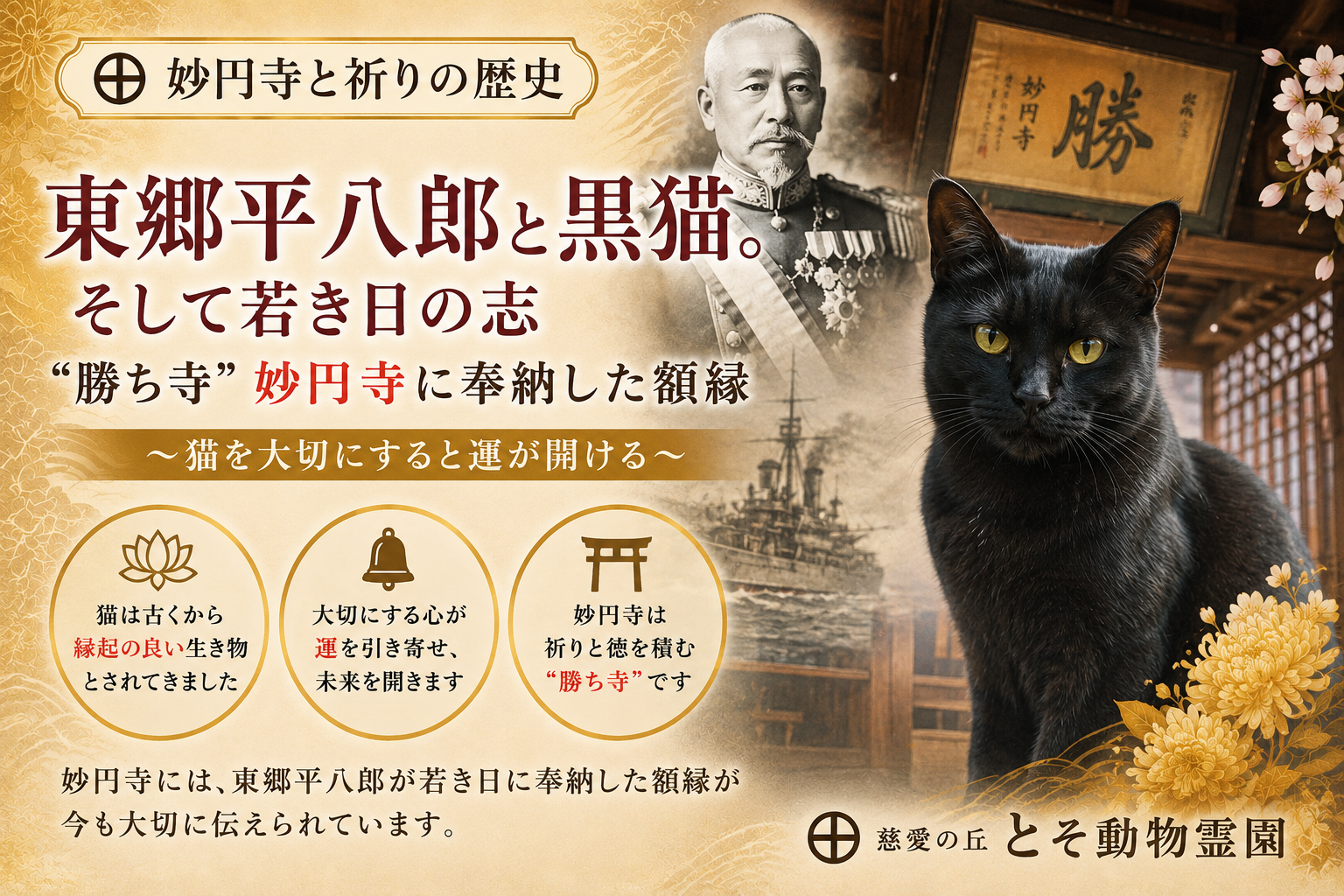 ㊉ 東郷平八郎と妙円寺への奉納額について…〜黒猫を崇めると運が開ける？〜