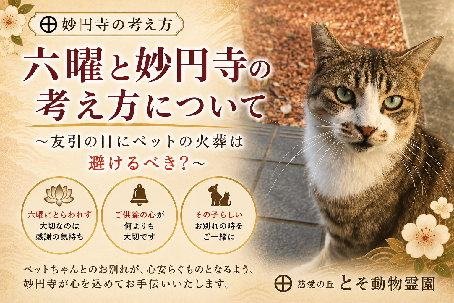 ㊉ 六曜と妙円寺の考え方について…〜友引の日にペットの火葬は避けるべき？〜